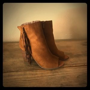 Peep Toe Fringe Booties